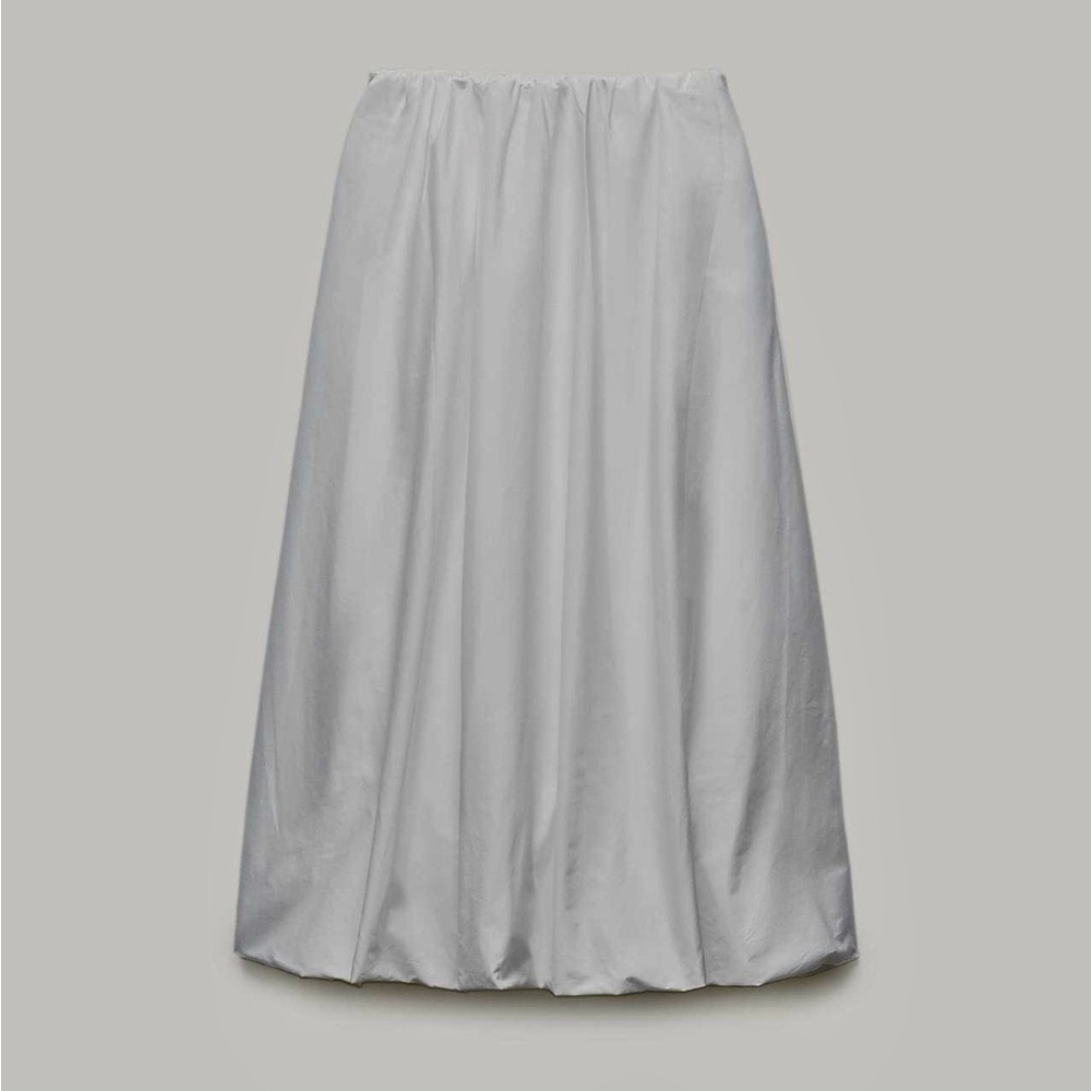 Zara Balloon Midi Skirt White New Without Tags